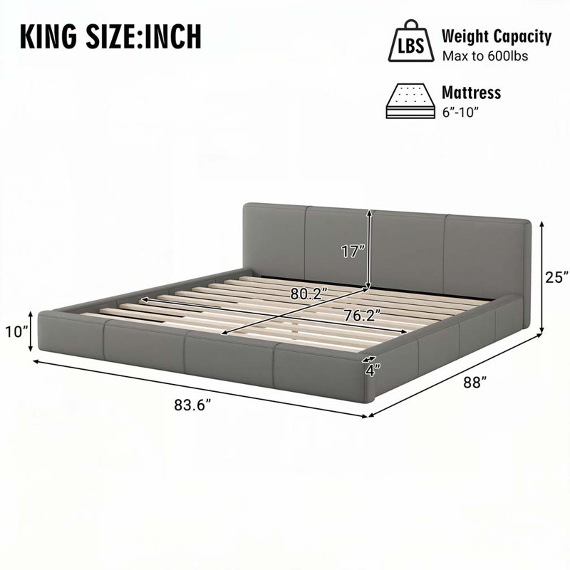 Faux Leather Upholstered Bed, King