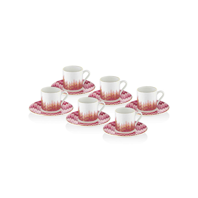 Ensemble de 12 tasses et soucoupes Maximo, Rose