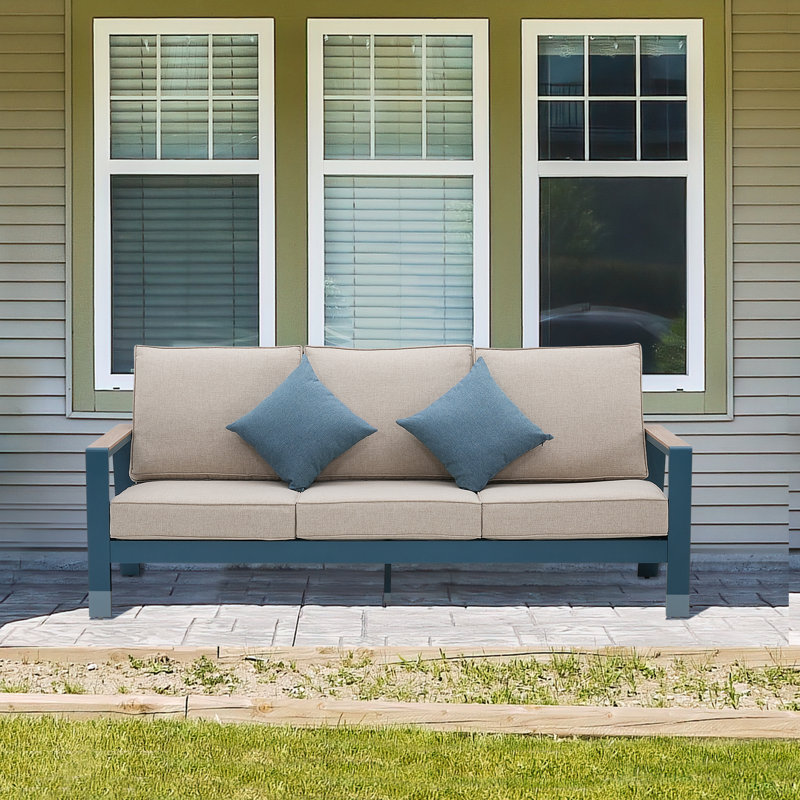 Apoch 83'' Wide Straight Aluminum Patio Sofa with Cushions