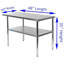 Table de travail en acier inoxydable avec tablette inférieure. Table de préparation en métal. Certifié NSF-49453609