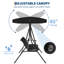 Balancelle d'extérieur 3 places pour patio - Auvent réglable, Textilene respirant, Coussins épais, Structure en acier durable, Banc oscillant pour jardin, cour, bord de piscine, noir - 3