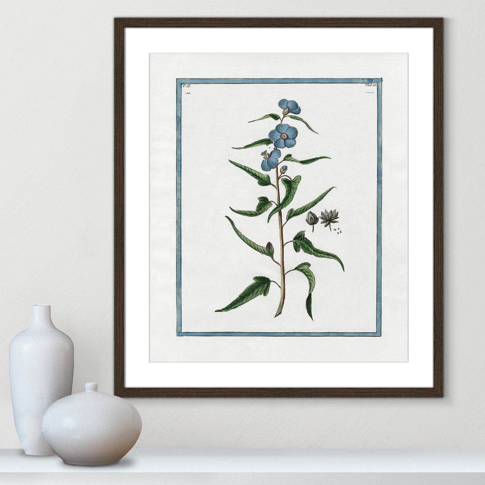 Colombe "Shabby Elegance Botanical I" Print, 21.5" W x 25.5" H, Walnut Framed