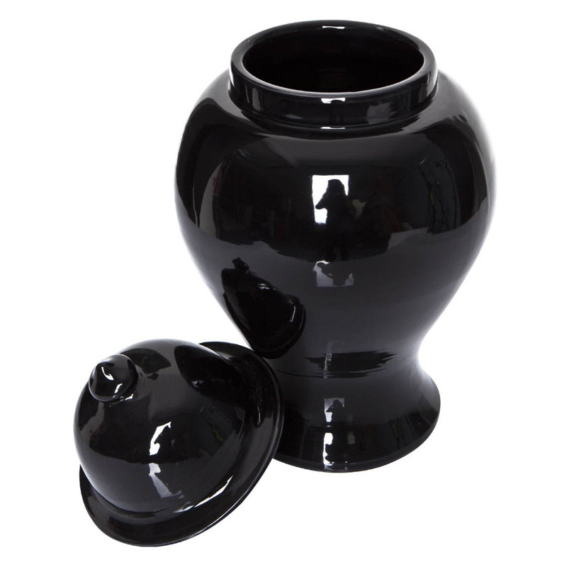 Ceramic Table Vase, Glossy Black