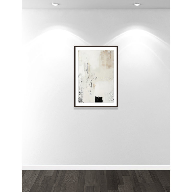 «Neutral Balance III» par Lazar Studio, L 25,5 po x H 35,5 po, Noyer à grain ouvert, Imprimé mat