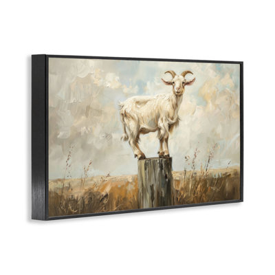 On The Fence Goat Framed Giclee Art by Petals Prints Design