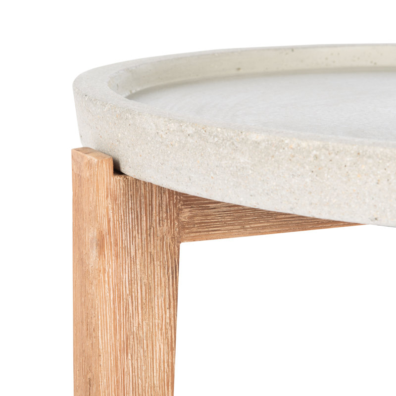Summerfield Round Acacia Outdoor Side Table , in. W in. D, Light Grey, 28.7" L x 28.7" W
