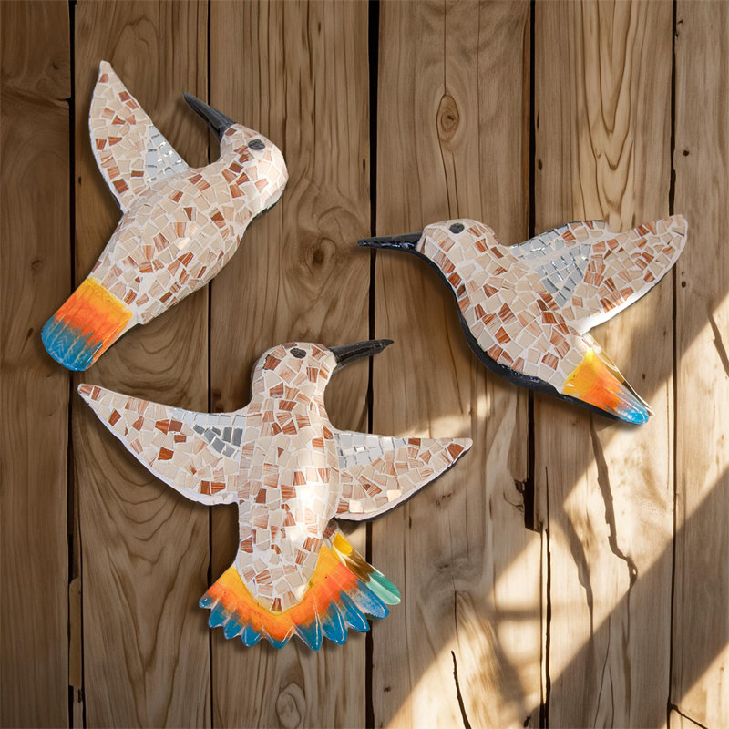 Colibri mosaïque en verre, Beige