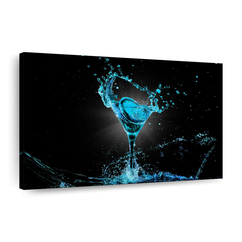 " Neon Blue Cocktail " by SodaPopArt, 48" H x 32" W x 1.25" D