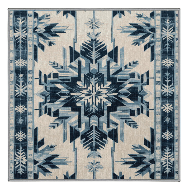 Tapis gris art déco lavable à la machine, Carré 7 pi