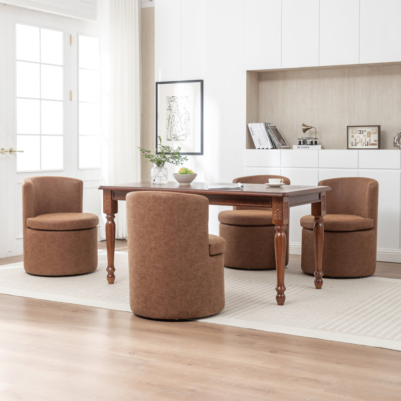 Charys 31.5"  Faux Leather Dining Chair(Set of 4), Dark Brown