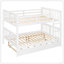 Lit superposé double au-dessus de double avec lit gigogne simple et échelle - blanc