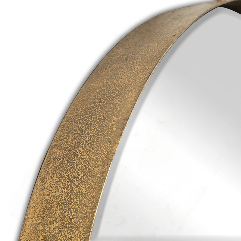 Circle Mirror With Iron Frame, 34" x 30"