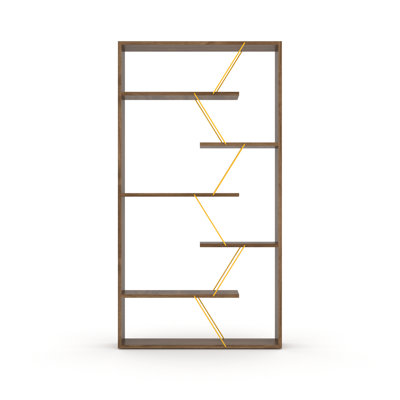 Industrial-Style Six-Tier Wooden Bookshelf Modern Style Large-Capacity Storage Rack Walnut/Yellow Color Suitable For Offices And Living Rooms