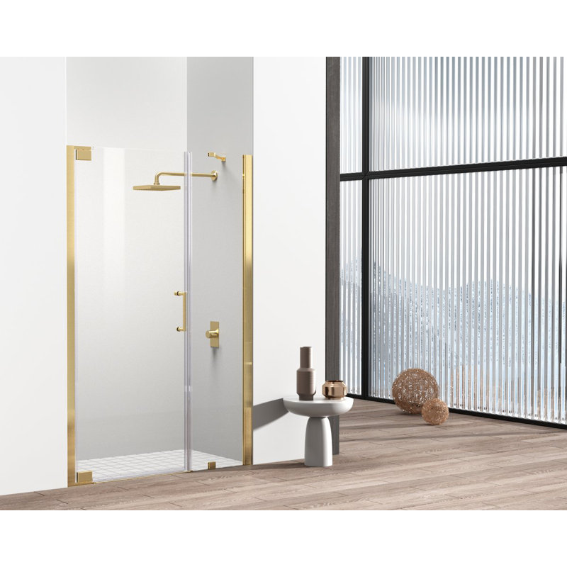 Porte de douche pivotante sans cadre l 46,5 "x H 72", Or