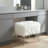 Olivia White Faux Fur Ottoman, 20"