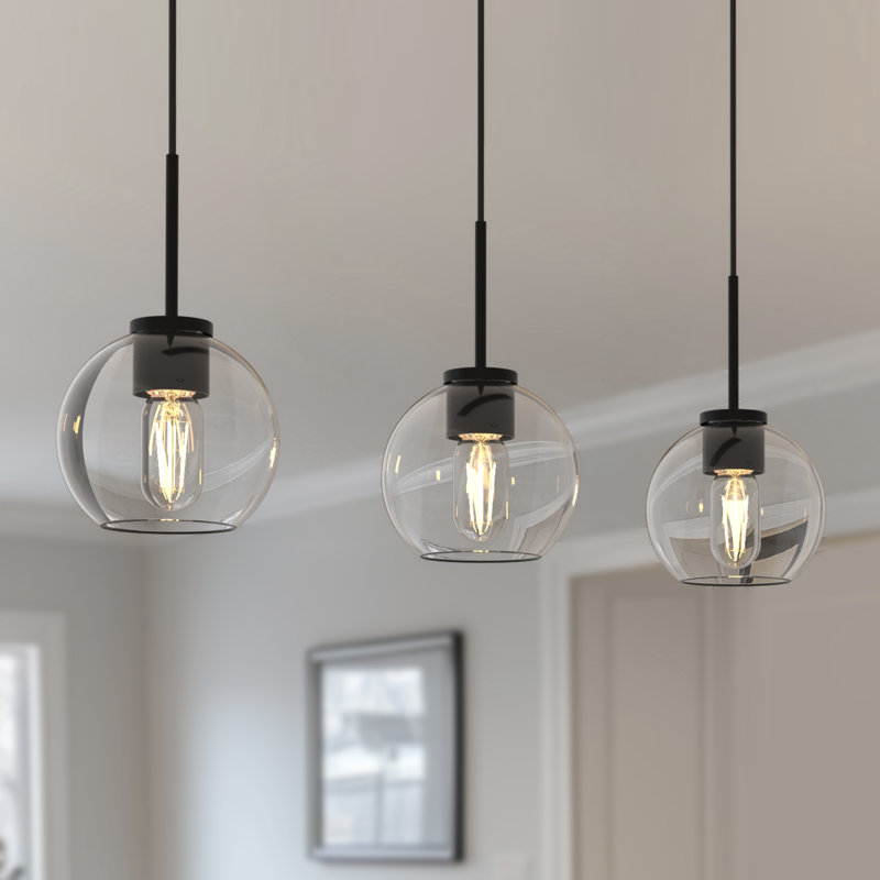Luminaire suspendu pour îlot de cuisine 3 lumières Choi, Clair