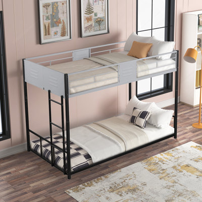 Metal  Over  Bunk Bed With Vent Board/ Heavy-Duty Sturdy Metal/ Noise Uced/ Safety Guardrail/ Ccertified