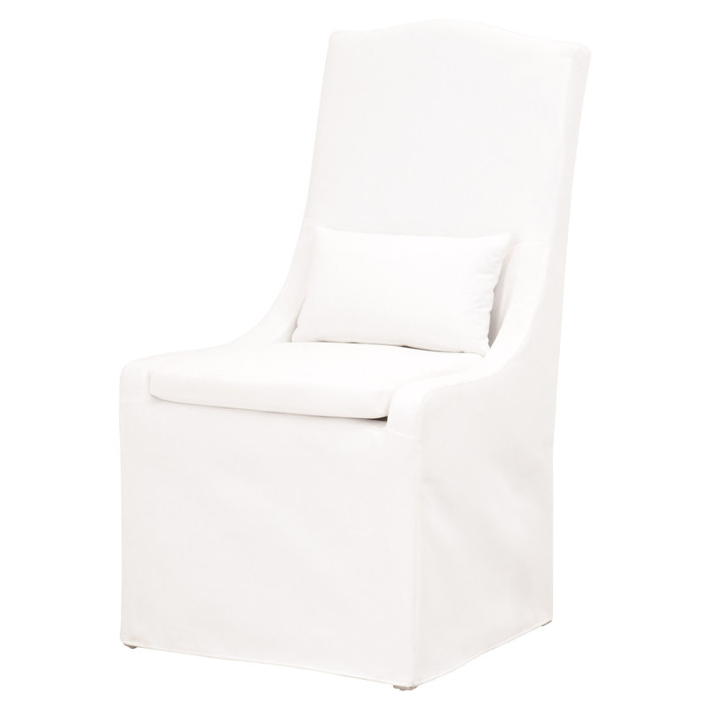 White Wood Parsons Side Chair with Slipcover