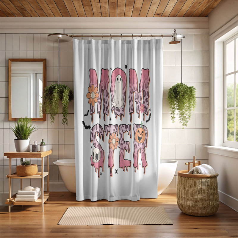 Mom’s Haunt - Rideau de douche standard 1 pièce, H 74 po x l 71 po