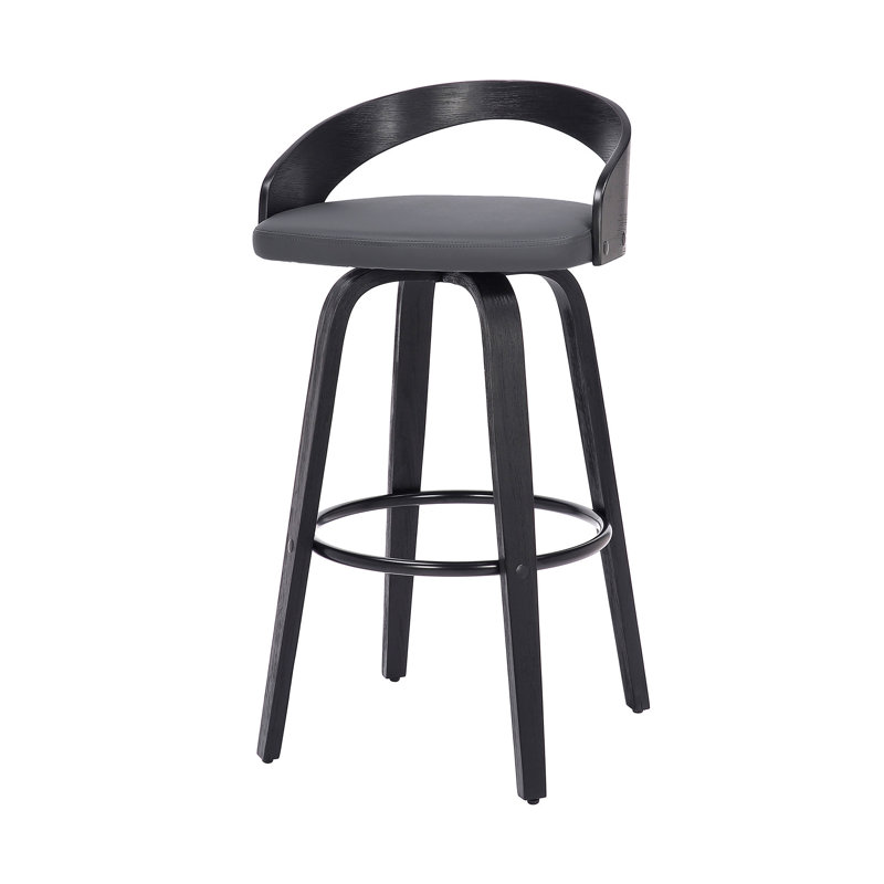 Chaise pivotante en similicuir, Tabouret de bar (siège d'une hauteur de 30 po), Noir