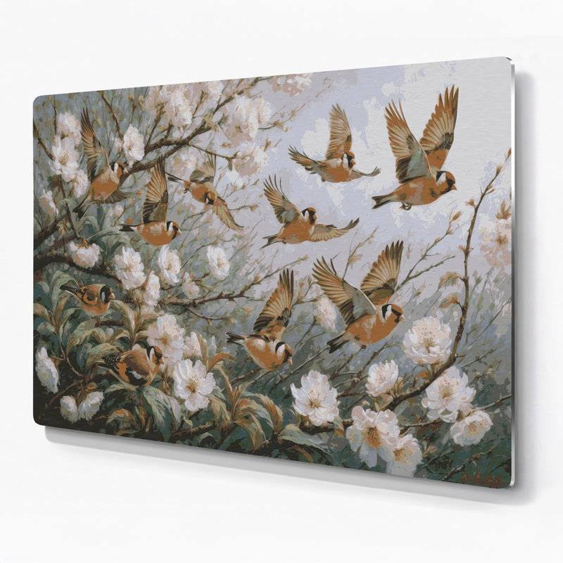 Art mural oiseaux, chardonneret gris, H 20 po x l 30 po