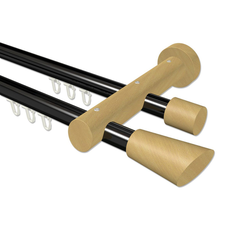 Bernardston Adjustable 2cm Double Curtain Pole, 5cm H x 480cm W