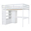 Lit mezzanine double en bois avec garde-robe, bureau, tablettes de rangement et tiroirs intégrés pour une utilisation compacte et multifonctionnelle-1931367349