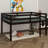 Full Size Bed Frame, Rubber Wood Loft Bed With Ladder, Low Height Design Loft Bed-940659554