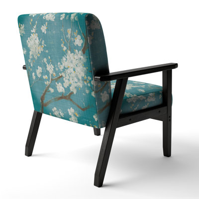 Varroville - Blue Cherry Blossoms II - Upholstered Cabin & Lodge Accent Arm Chair