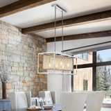 Luminaire suspendu rectangulaire à 6 lumières avec détails en cristal Medinger