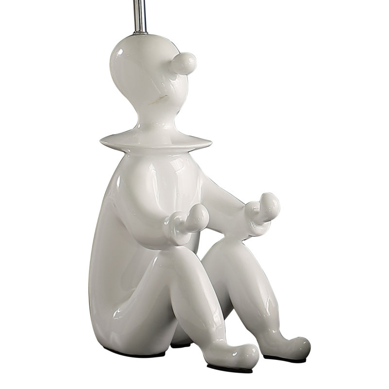 Lampe de table en résine avec support de téléphone clown moderne blanc de 54 cm (21,25 po), Blanc