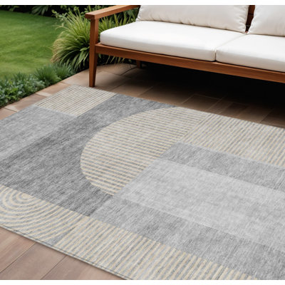 Tapis intérieur lavable à motif géométrique 9 pi x 12 pi gris