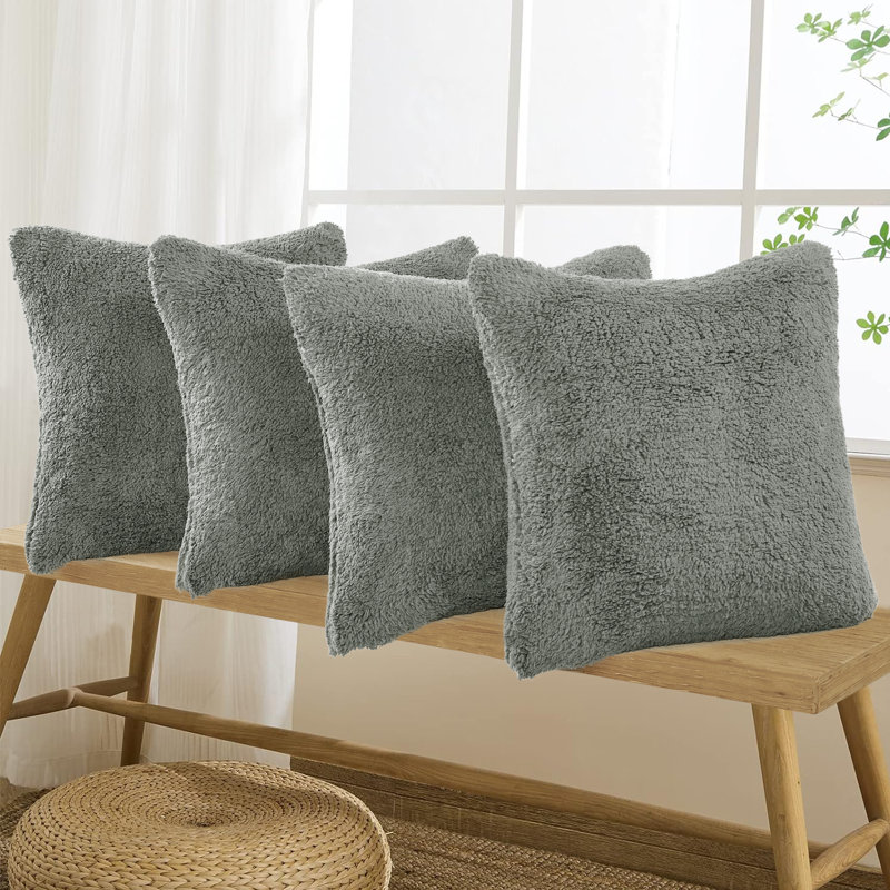 Ascent Sherpa Square Pillow Cover, Dark Grey