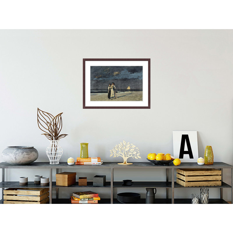 «Promenade on the Beach» par Winslow Homer - impression giclée encadrée, H 21,92 po x l 29,5 po