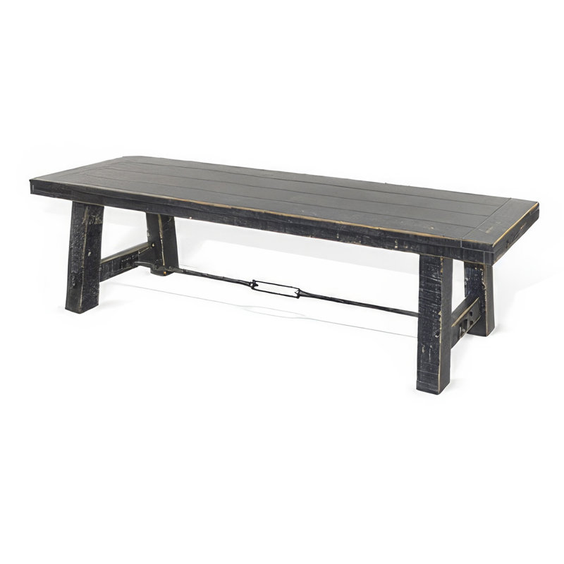 Banc de salle à manger à accoudoirs tendus tendu, en acajou de 64 pouces, Rena, Noir, noir, noir, noir