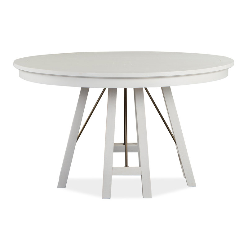Allerone Round with Solid Wood Base Dining Table, Chalk White