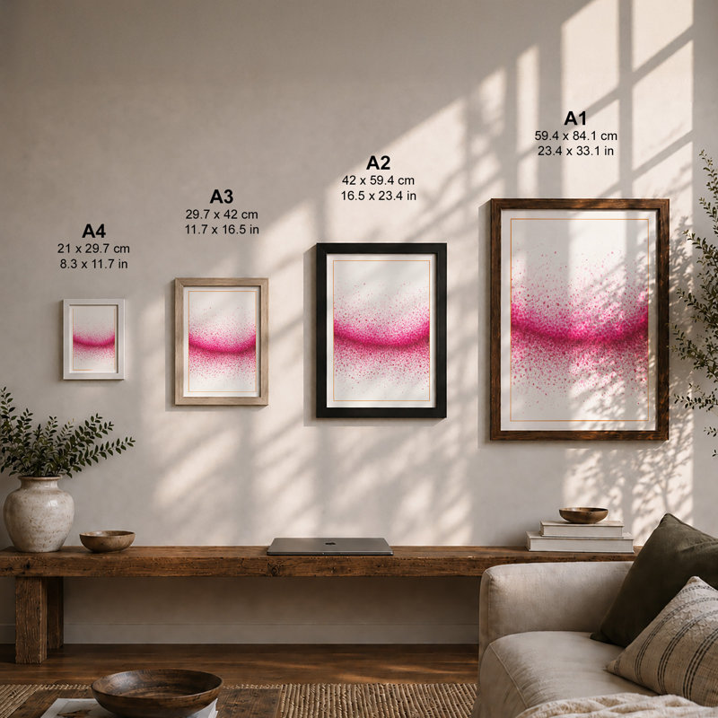 Magenta Drift Abstract - Framed Print, A4 - 29.7 x 21.0 cm, White