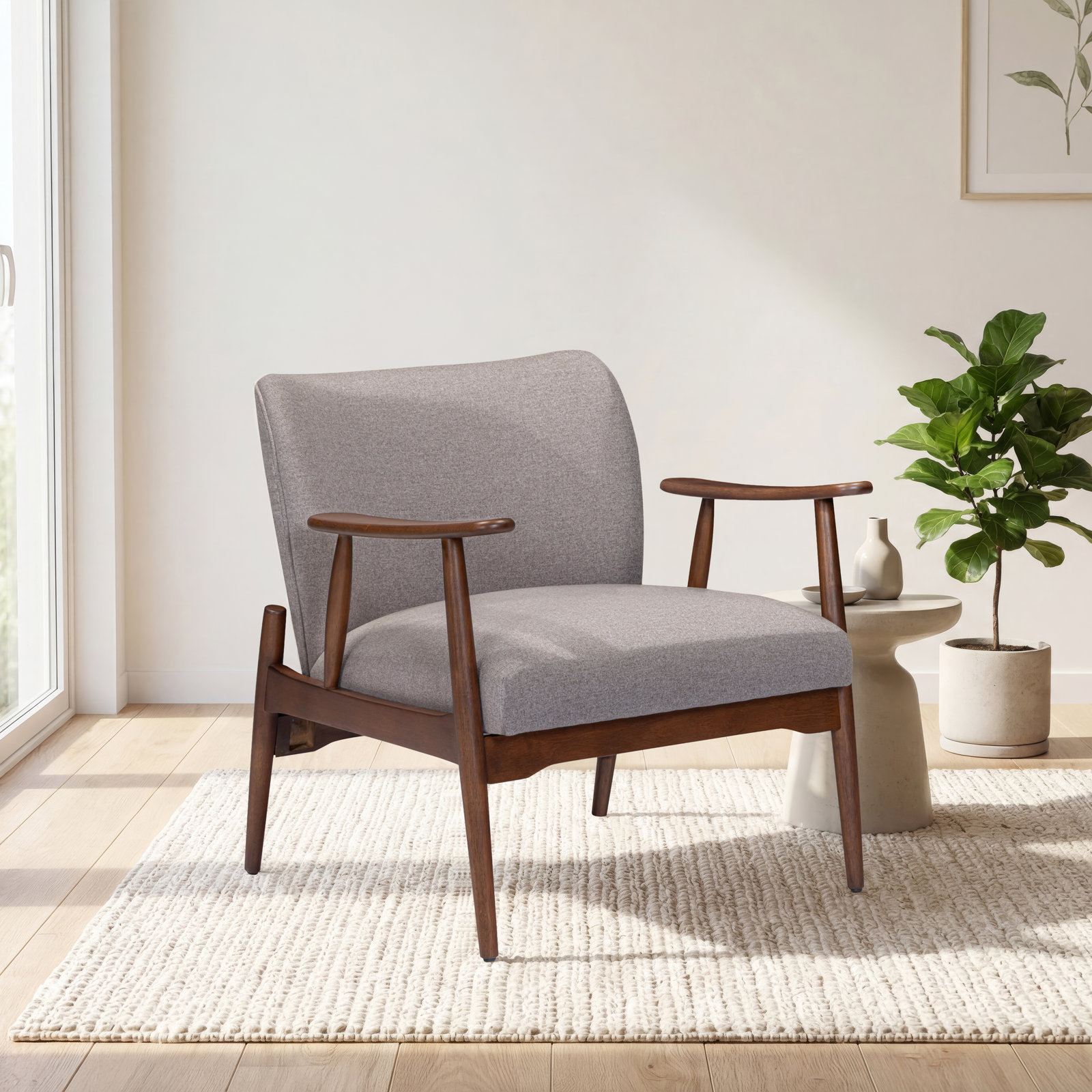 Imone Lounge Chair, Gray, Dark Brown