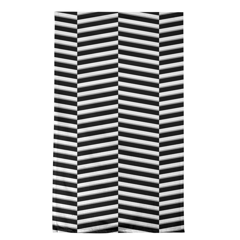 Torchon à rayures fracturées, Noir/blanc, Polyester sergé