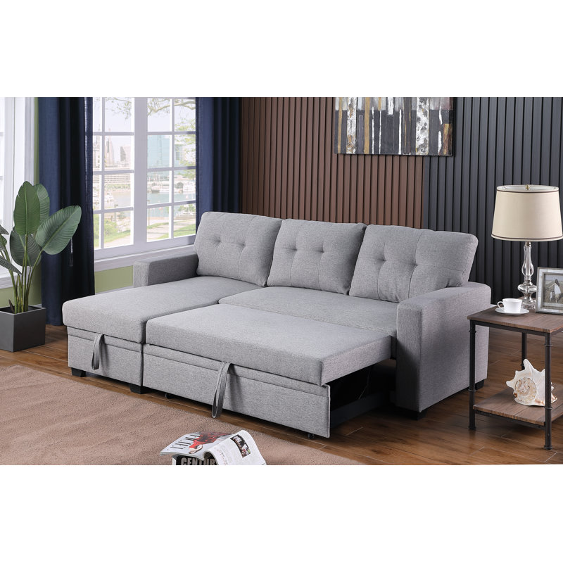 Warrendale Wide Reversible Sleeper Sofa & Chaise, Light Gray Linen