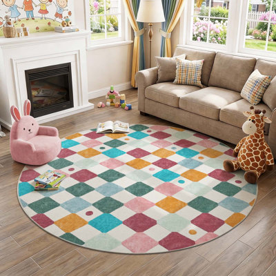 Colorful Diamond for Kids Washable Non-slip Rug
