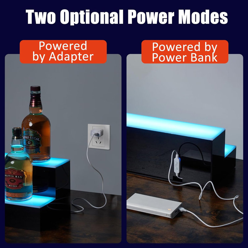 LED Liquor Bottle Display Shelf, Bottle Display Shelf Bar Shelves with Remote & App Control, 16 Colours, 4 Music Modes