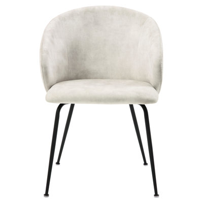 Chaises d'appoint rembourrées en velours beige, 2 pièces avec pieds en métal noir pour la création d'ambiance moderne