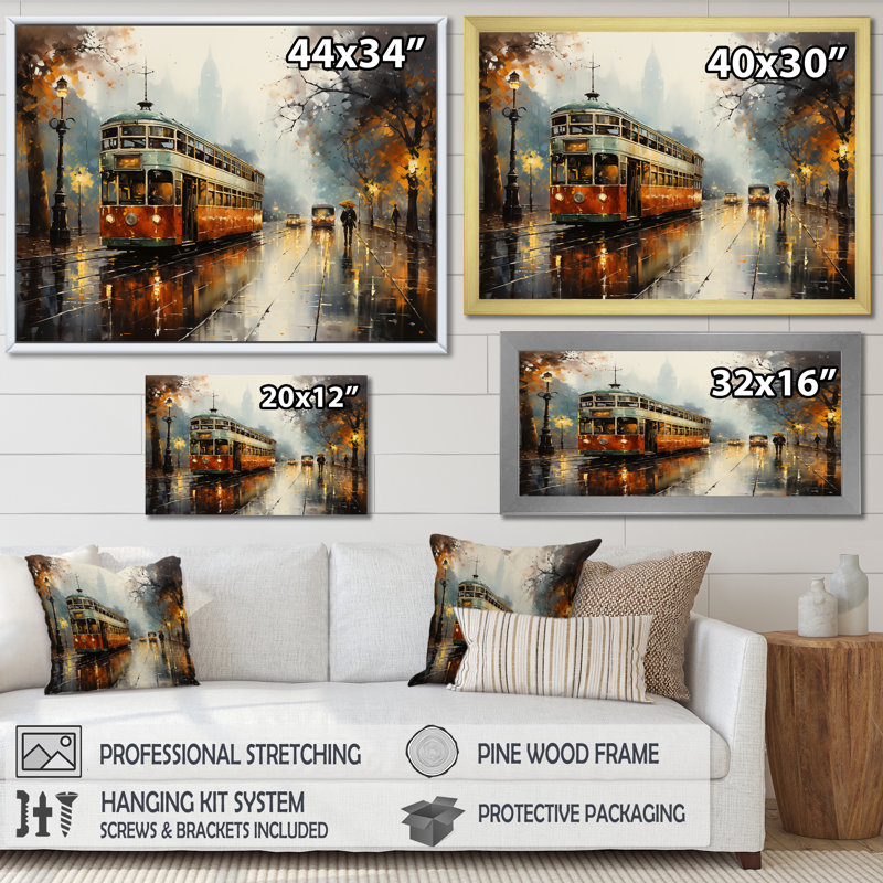 «Metro Pearl Pursuit» sur toile, Cadre naturel flottant, 34" H x 44" W