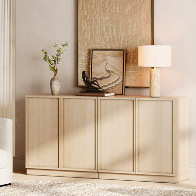 Armoire d'appoint moderne avec 4 portes, commode d'appoint multifonctionnelle avec grand rangement et tablette réglable