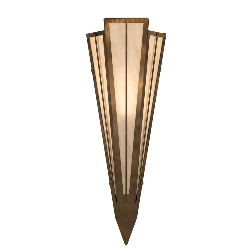 1 - Light Flush Mounted Sconce, Antique Copper, Beige, Glass