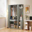 Armoire 4 portes avec rangement ouvert et miroir-1578899872
