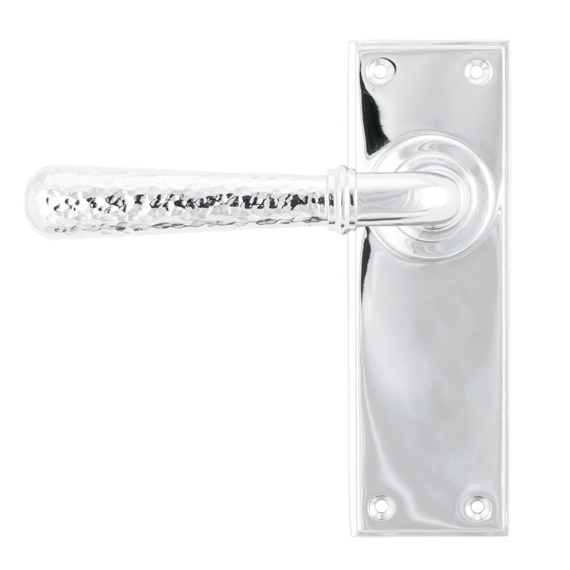 Hammered Newbury Lever Latch Set, Polished Chrome