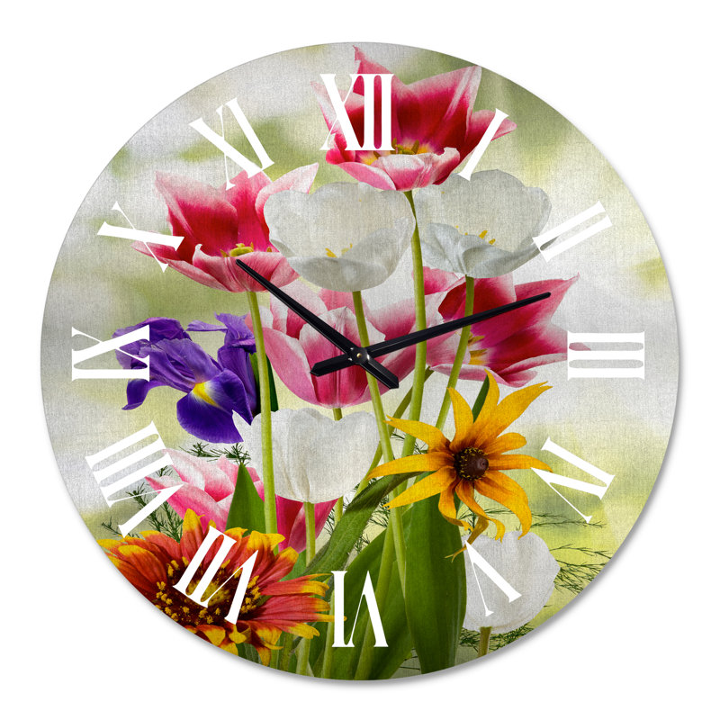 Horloge murale traditionnelle vibrante rouge mauve et jaune, Moyenne