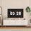 Meuble télé moderne blanc cannelé de 68 po en T, centre de divertissement avec portes de rangement, meuble télé console, pour téléviseur de 55 po et plus, salon